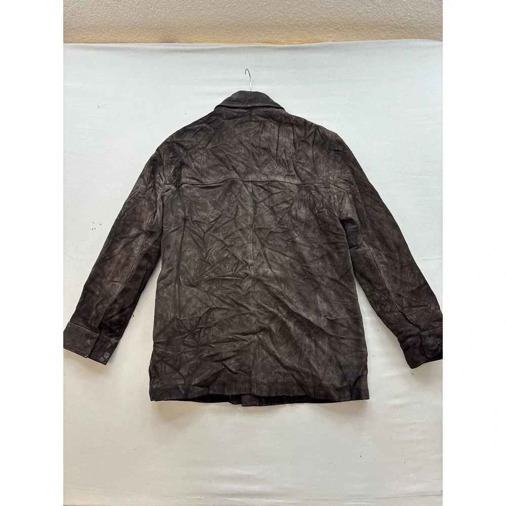 Banana Republic Mens Suede Leather Jacket Brown Button Quilted Coat Small